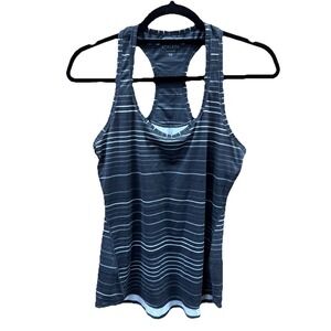 Athleta Tank Top Womens XS Black, Gray and White Stripped Momentum